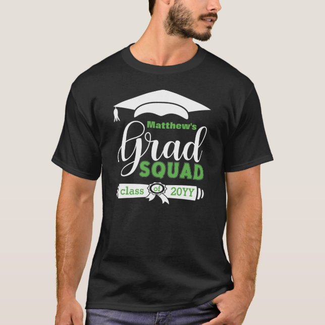Camiseta Personalizado de texto blanco y verde masculino ne (Anverso)