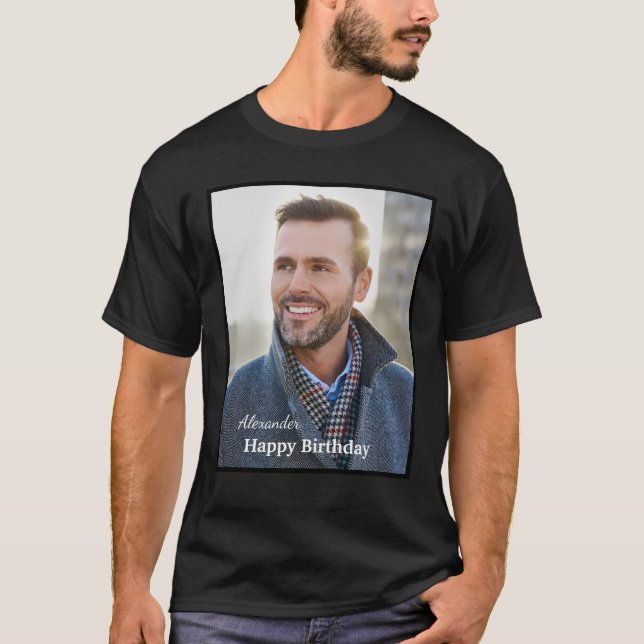Camiseta Personalizado de texto de nombre de foto de cumple (Anverso)