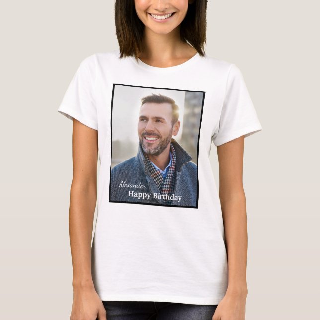 Camiseta Personalizado de texto de nombre de foto de cumple (Anverso)