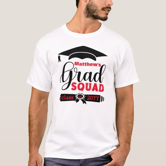 Camiseta Personalizado de texto negro y rojo para escuadrón (Anverso)