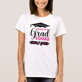 Camiseta Personalizado de texto negro y rosa Mujeres gradua