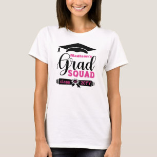 Camiseta Personalizado de texto negro y rosa Mujeres gradua