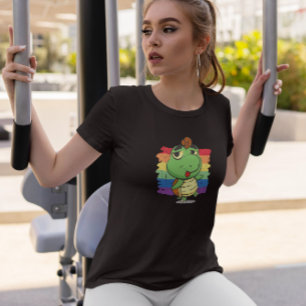 Camiseta Personalizado De Tortuga Y Arcoiris