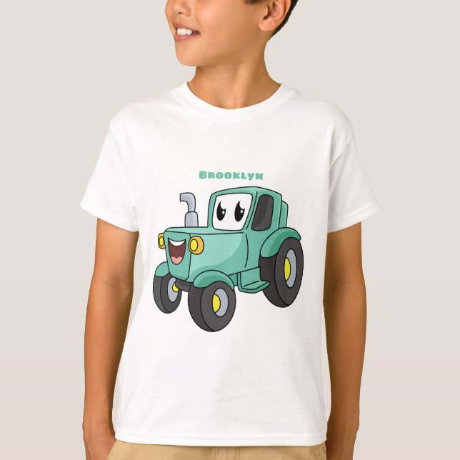 Camiseta Personalizado de tractores verde feliz (Anverso)