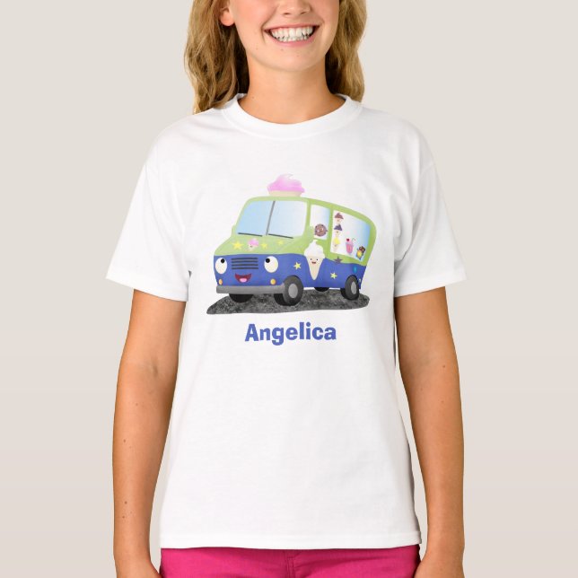 Camiseta Personalizado de un camión de helados alegre (Anverso)