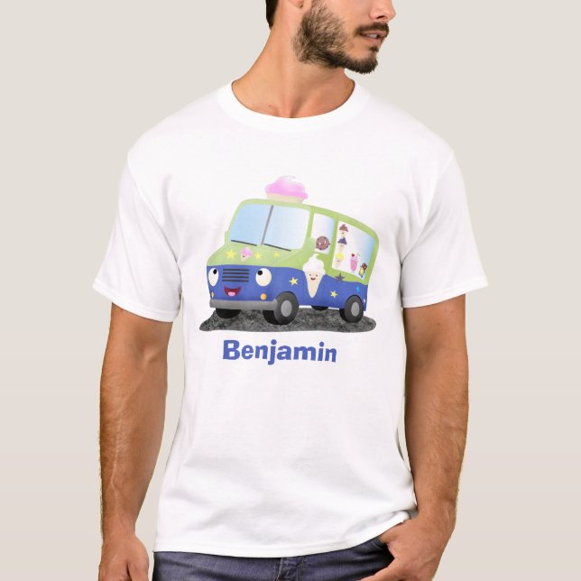 Camiseta Personalizado de un camión de helados alegre (Anverso)