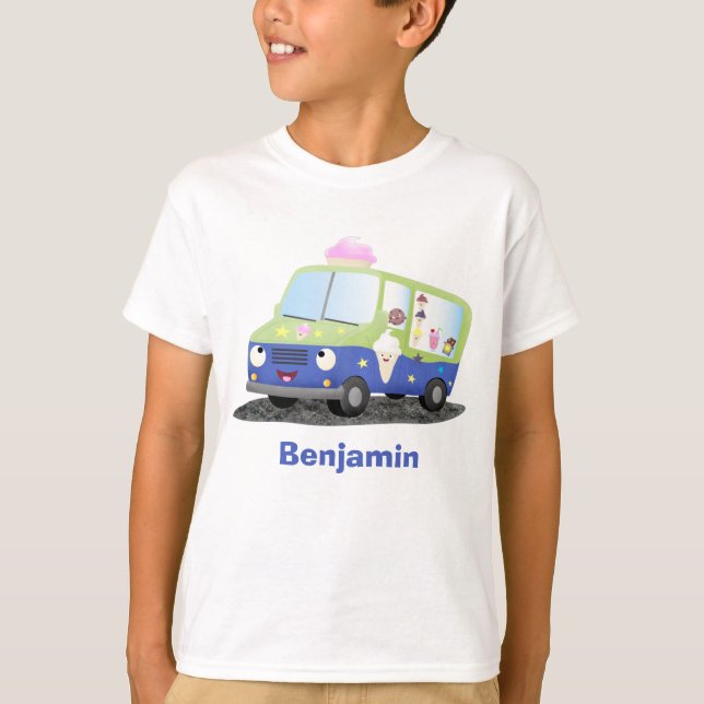 Camiseta Personalizado de un camión de helados alegre (Anverso)