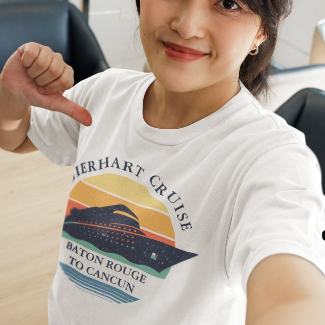 Camiseta Personalizado de viaje de crucero familiar retro v (Annual Family Reunion Cruise Trip Womens White T-Shirt)