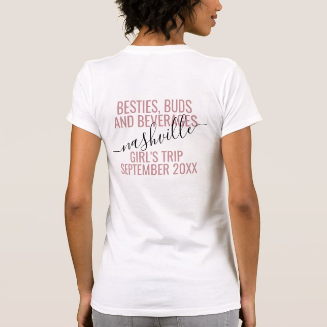 Camiseta Personalizado de viaje de fin de semana de Chicas  (Reverso)
