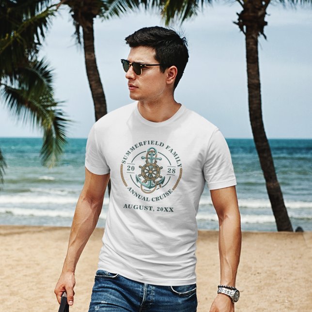 Camiseta Personalizado de viaje en crucero a petición de Re (Family Nautical Cruise Custom Boat Anchor Matching T-Shirt)