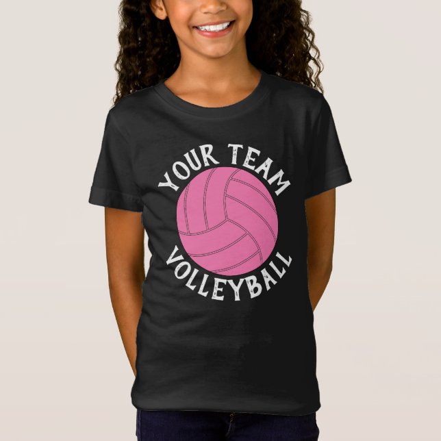 Camiseta Personalizado de voleibol rosa Chicas de nombre de (Anverso)