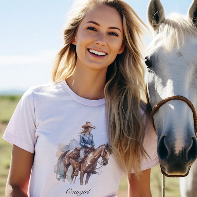 Camiseta Personalizado de Western Watercolor Brunette Brune (Subido por el creador)