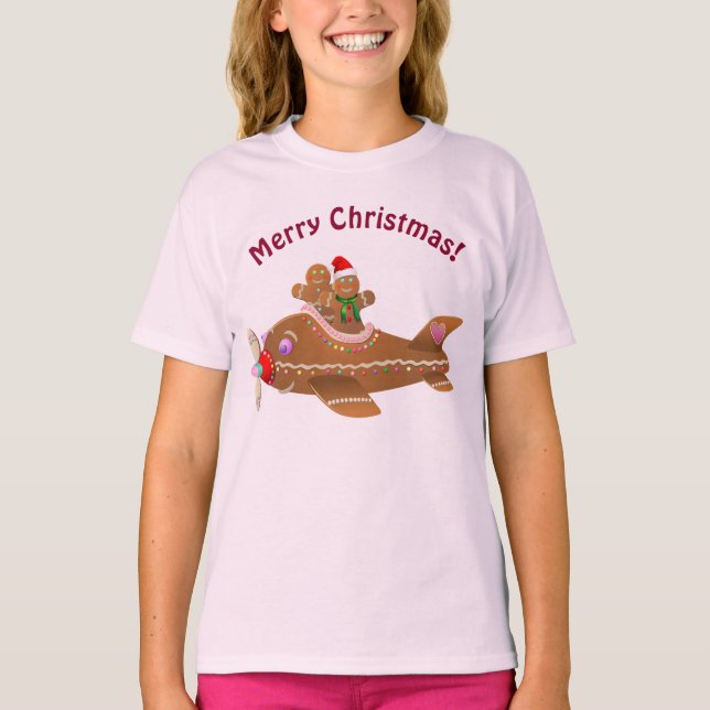 Camiseta Personalizado del avión de Xmas Gingerbread (Anverso)