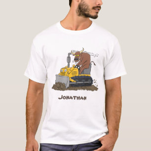 Camiseta Personalizado del bulldozer cómico que conduce un 