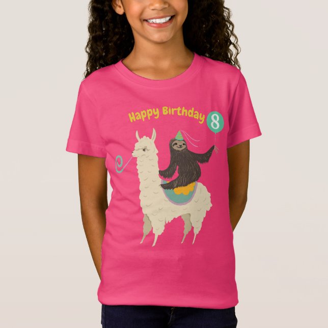 Camiseta Personalizado del cumpleaños de la llama del (Anverso)
