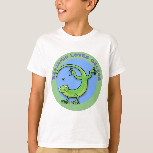 Camiseta Personalizado del lagarto verde dulce (Anverso)