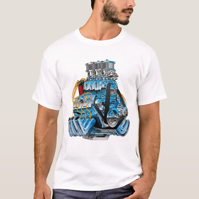 Camiseta Personalizado del motor del dragador de coches de  (Anverso)
