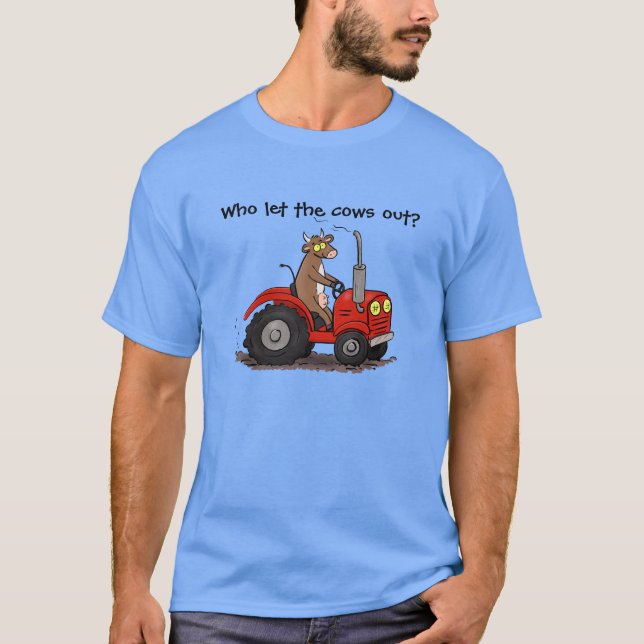 Camiseta Personalizado del tractor de conducción de vacas m (Anverso)