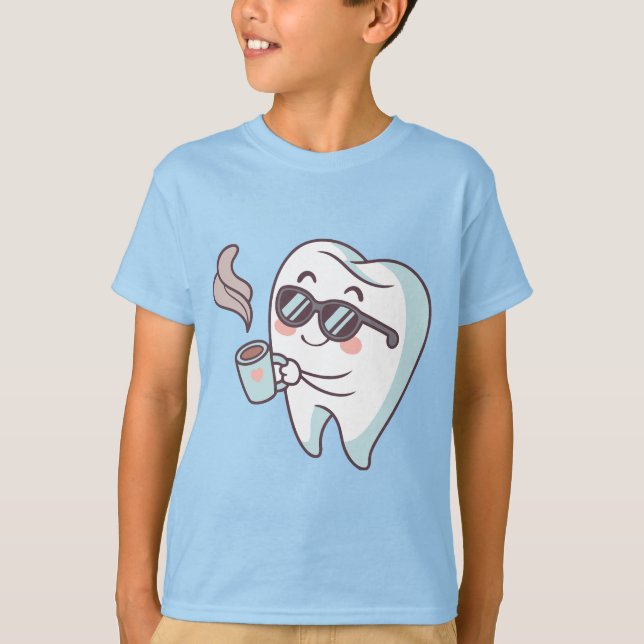 Camiseta Personalizado dental Guay con gafas de sol y tazón (Anverso)