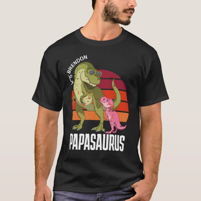 Camiseta Personalizado Dino Papasaurus Papa Dad Funny (Anverso)