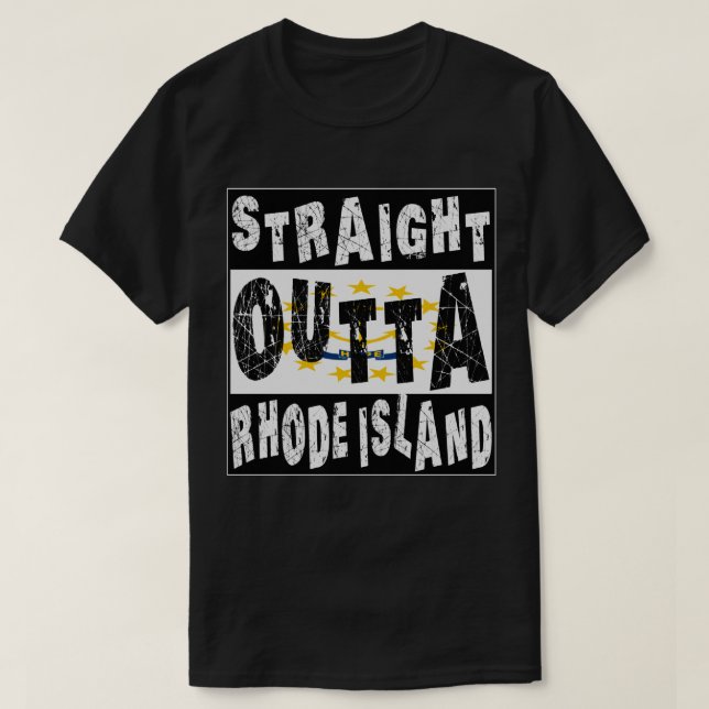 Camiseta PERSONALIZADO directo fuera de Rhode Island Meme T (Diseño del anverso)