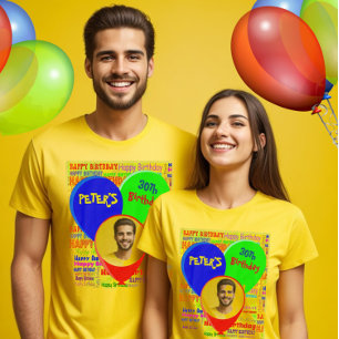 Camiseta Personalizado diversión foto y nombre feliz fiesta