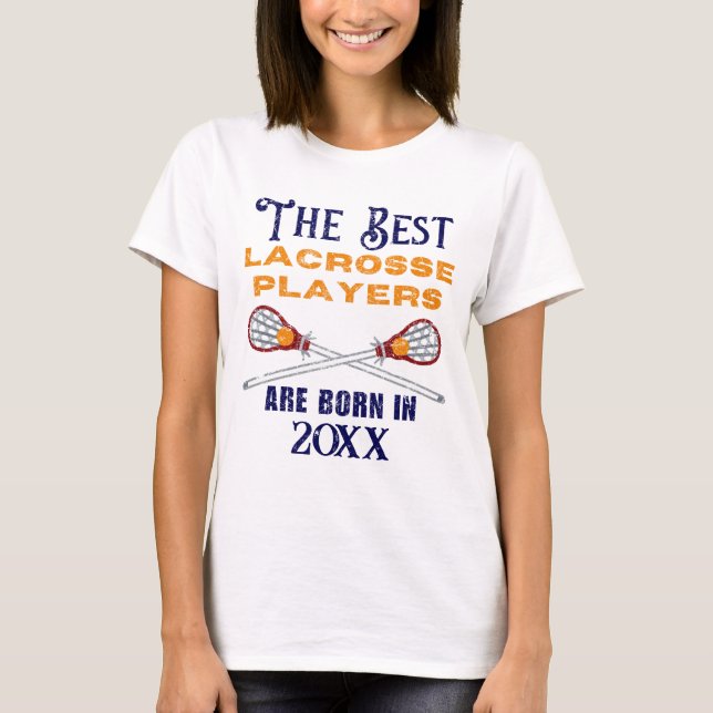 Camiseta Personalizado divertida Lacrosse Año de nacimiento (Anverso)