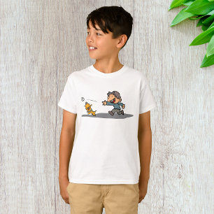 Camiseta Personalizado divertido niño y perro jugando a la 