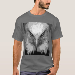 Camiseta Personalizado elegante Águila de la cara gris oscu
