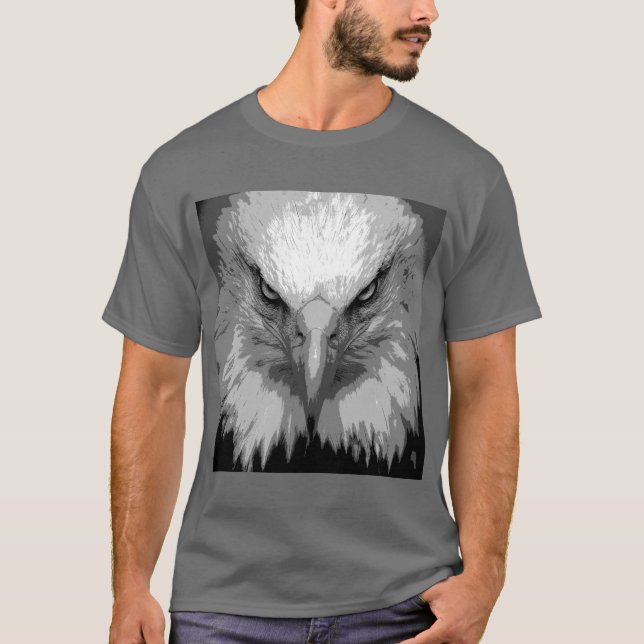 Camiseta Personalizado elegante Águila de la cara gris oscu (Anverso)