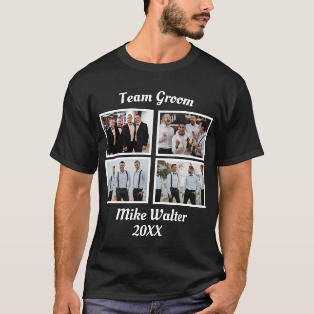 Camiseta Personalizado Equipo Groom 4 Foto (Anverso)