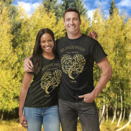 Camiseta Personalizado Familia Reunión Oro Árbol Corazón Ke