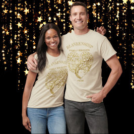 Camiseta Personalizado Familia Reunión Oro Árbol Corazón Ke