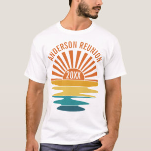 Camiseta Personalizado Familia Reunion Retro Sunset Groovy
