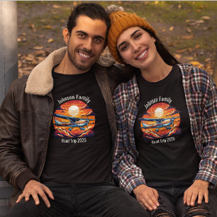 Camiseta Personalizado Family Road Trip Mountain Sunset Ret