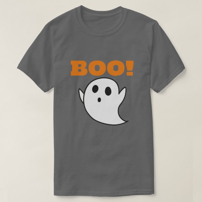 Camiseta Personalizado fantasma blanco con palabras de BOO! (Diseño del anverso)
