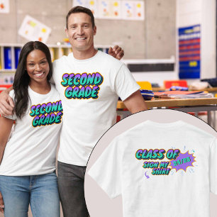 Camiseta Personalizado Fecha Rótulo de segundo grado Mi Mem