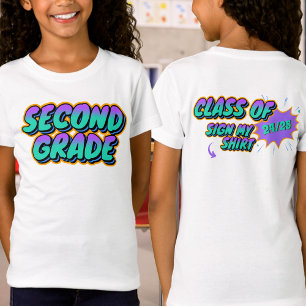 Camiseta Personalizado Fecha Rótulo de segundo grado Mi Mem