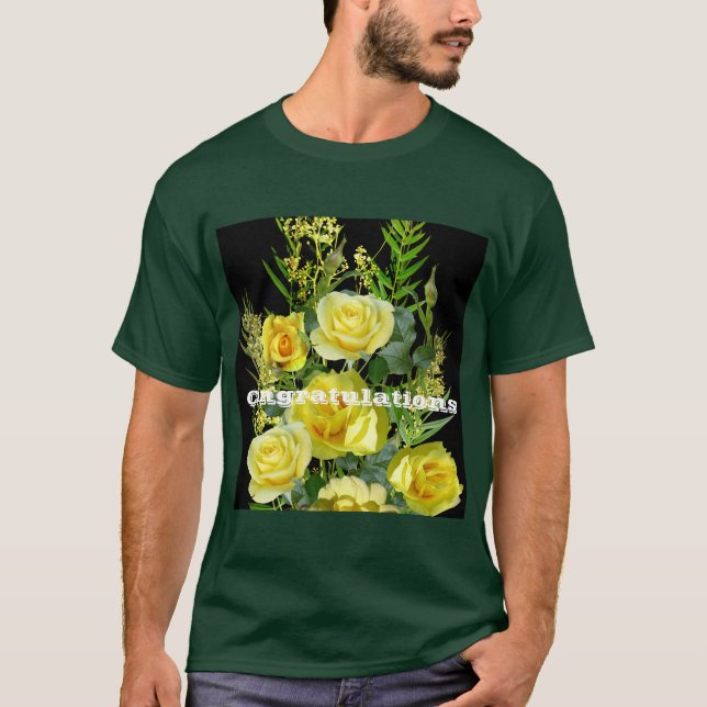 Camiseta Personalizado Felicitaciones Imagen de Flores Amar (Anverso)