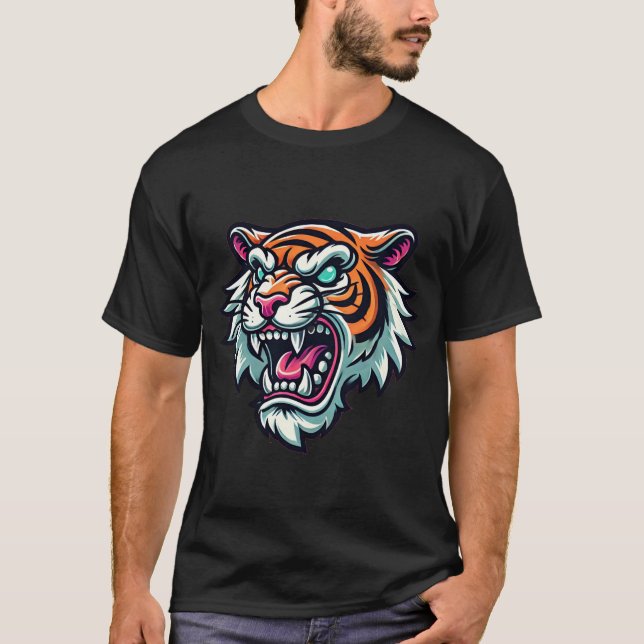 Camiseta Personalizado Fierce Cabeza Tigre Negrita Diseño P (Anverso)