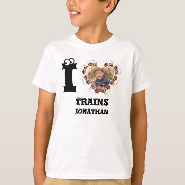 Camiseta Personalizado foto del corazón del tren me encanta (Anverso)