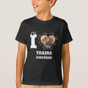 Camiseta Personalizado foto del corazón del tren me encanta