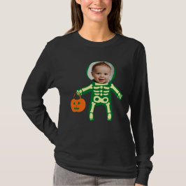 Camiseta Personalizado foto esqueleto truco de Halloween o