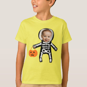 Camiseta Personalizado foto esqueleto truco o tratar Hallow