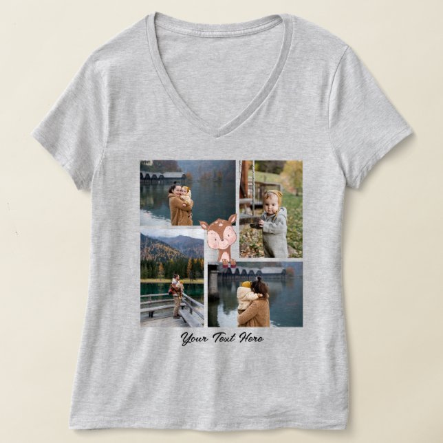 Camiseta Personalizado Foto familiar / Texto lindo animal v (Distribución )