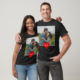 Camiseta Personalizado Foto moderna Monograma Pareja Inicia
