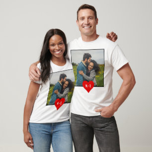 Camiseta Personalizado Foto moderna Monograma Pareja Inicia