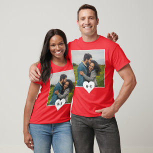 Camiseta Personalizado Foto moderna Monograma Pareja Inicia
