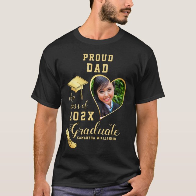 Camiseta Personalizado Foto Orgulloso Papá Clase de Graduac (Anverso)