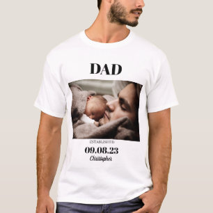 Camiseta Personalizado Foto Papá Nombre De Fecha De Nacimi